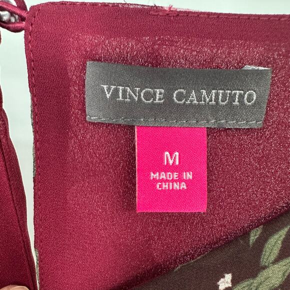 NWOT Vince Camuto Burgundy Floral Bell Sleeve Blouse Size Medium - Picture 8 of 9